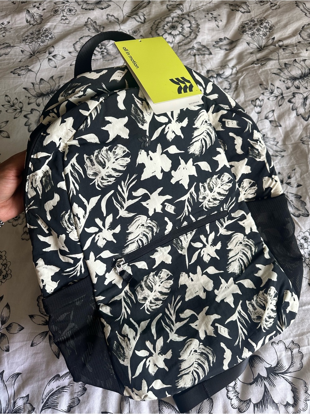 All in Motion Black & White Floral Backpack